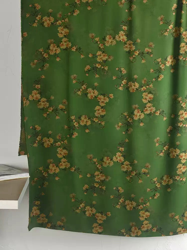 RYCHUJIN- Hight 60 Count Rayon Satin Faux Silk Chinese Style Floral Cheongsam Dress Fabric - 145cm wide by the Yard