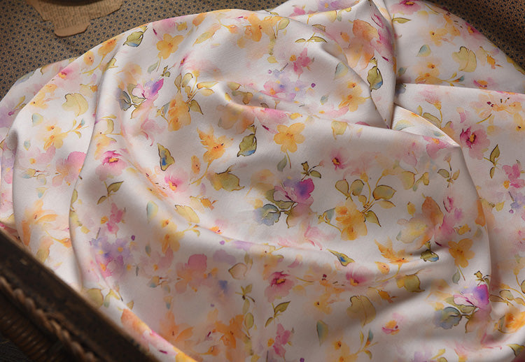 RYHUANXI - Hight 60 Count Rayon Satin Faux Silk Chinese Style Floral Cheongsam Dress Fabric - 145cm wide by the Yard