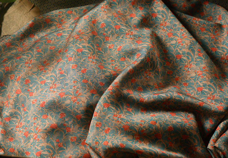 RYQIPHUI - Hight 60 Count Rayon Satin Faux Silk Chinese Style Floral Cheongsam Dress Fabric - 145cm wide by the Yard