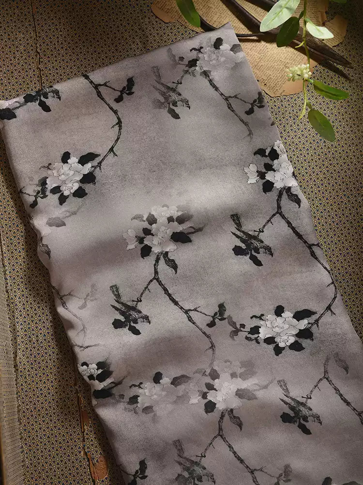 RYSUHUAI - Hight 60 Count Rayon Satin Faux Silk Chinese Style Floral Cheongsam Dress Fabric - 145cm wide by the Yard