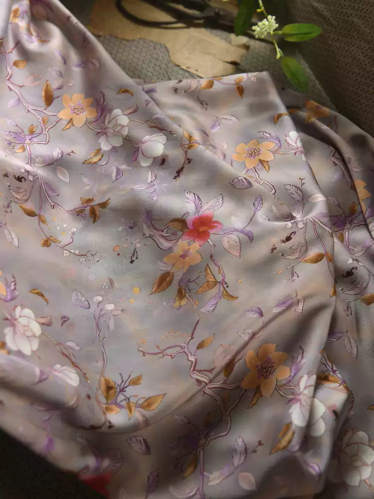 RYJIUHUA- Hight 60 Count Rayon Satin Faux Silk Chinese Style Floral Cheongsam Dress Fabric - 145cm wide by the Yard