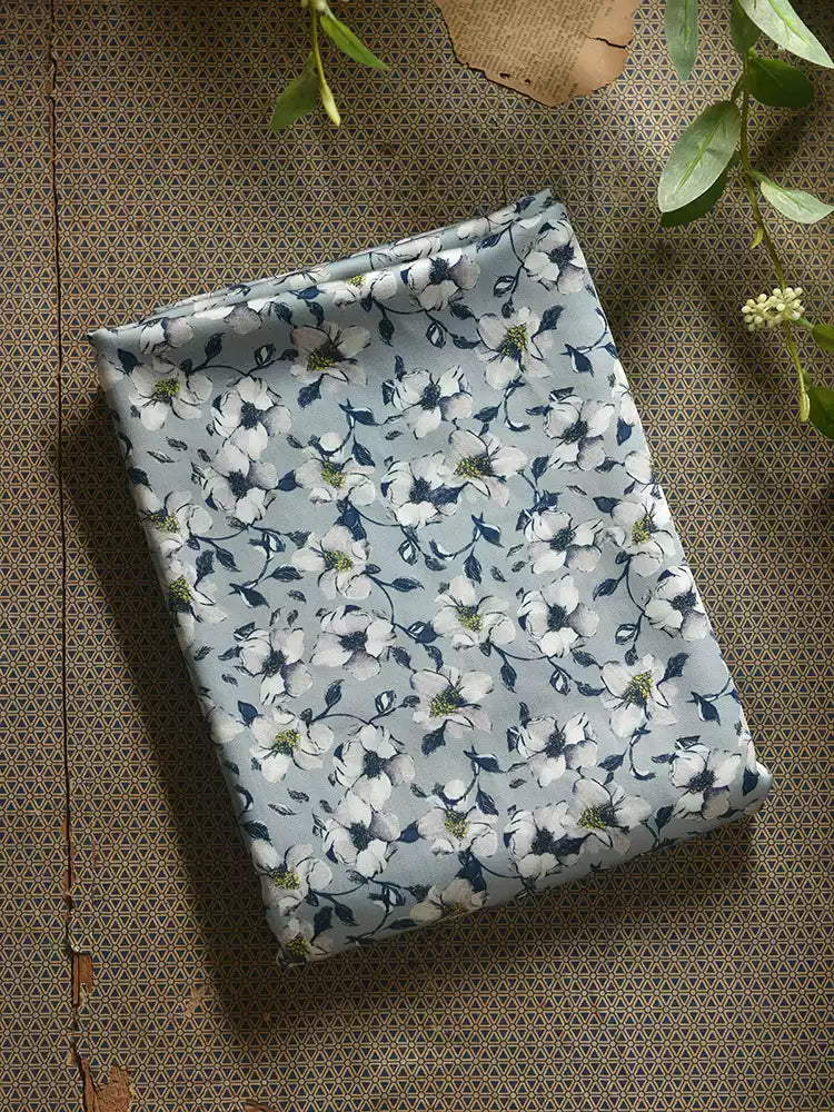 RYLANMOE  - Hight 60 Count Rayon Satin Faux Silk Chinese Style Floral Cheongsam Dress Fabric - 145cm wide by the Yard