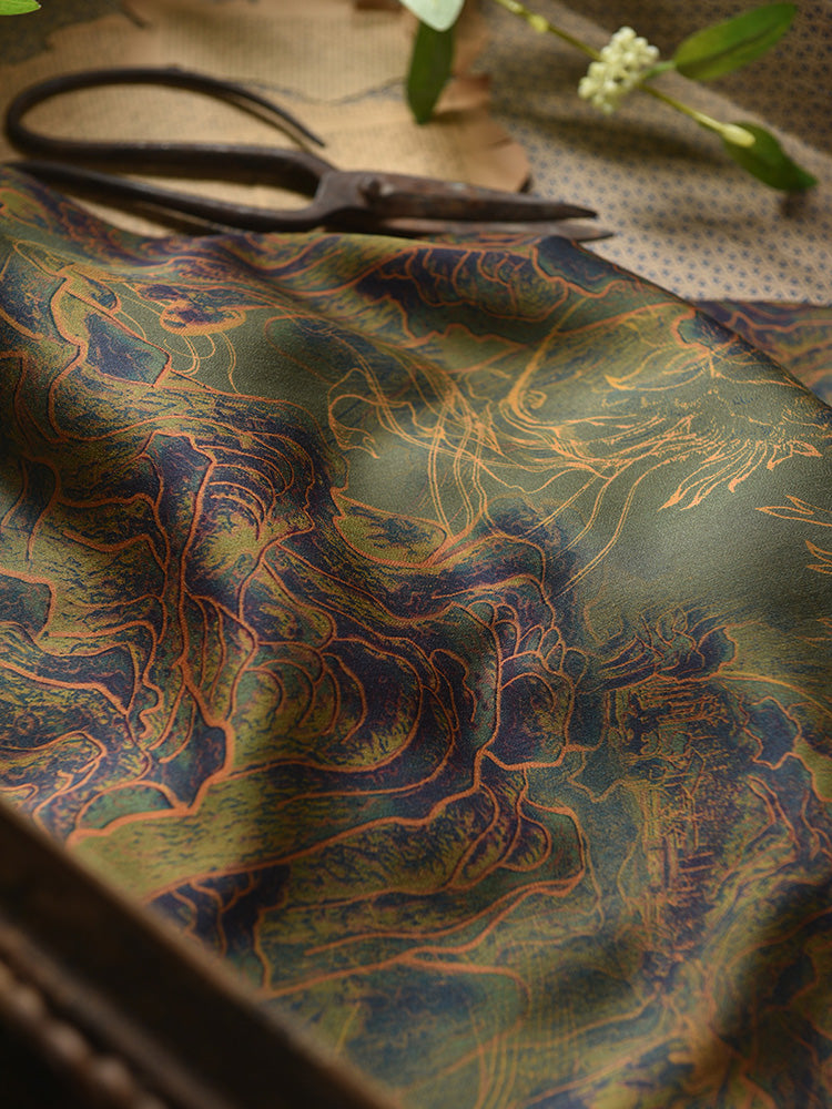 RYSANCON - Hight 60 Count Rayon Satin Faux Silk Chinese Style Floral Cheongsam Dress Fabric - 145cm wide by the Yard