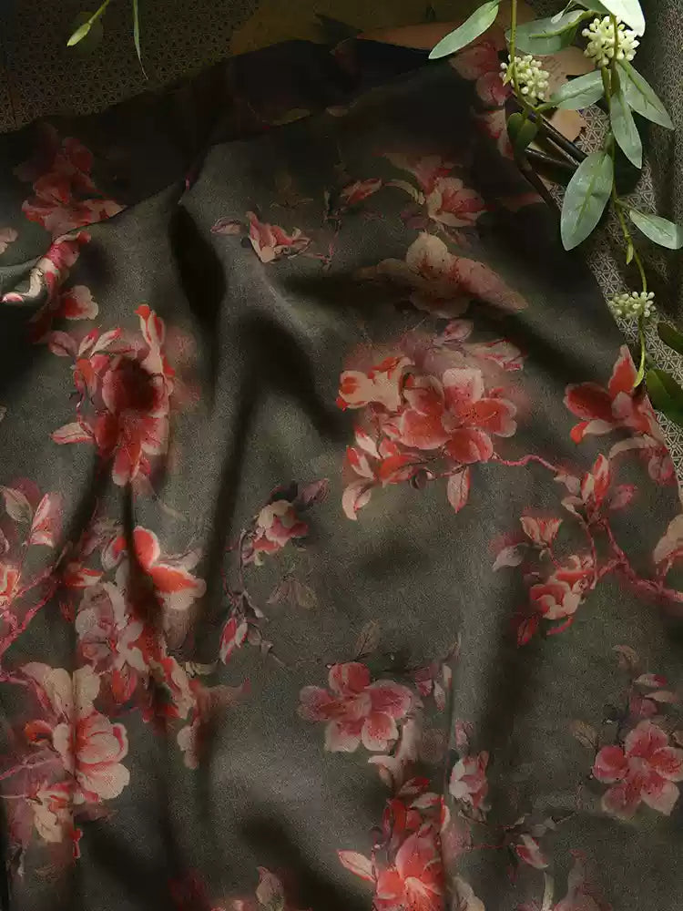 RYLINSEN- Hight 60 Count Rayon Satin Faux Silk Chinese Style Floral Cheongsam Dress Fabric - 145cm wide by the Yard