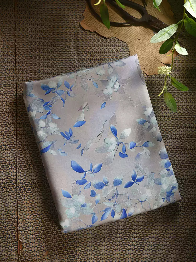 RYRUXUEE  - Hight 60 Count Rayon Satin Faux Silk Chinese Style Floral Cheongsam Dress Fabric - 145cm wide by the Yard