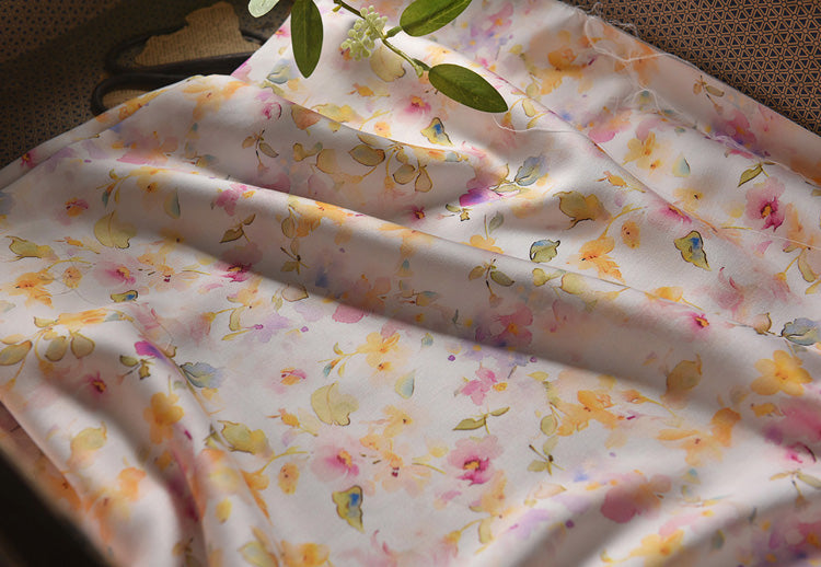 RYHUANXI - Hight 60 Count Rayon Satin Faux Silk Chinese Style Floral Cheongsam Dress Fabric - 145cm wide by the Yard