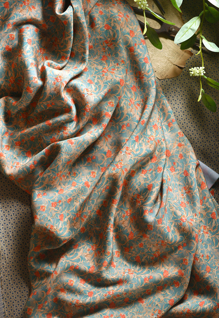 RYQIPHUI - Hight 60 Count Rayon Satin Faux Silk Chinese Style Floral Cheongsam Dress Fabric - 145cm wide by the Yard