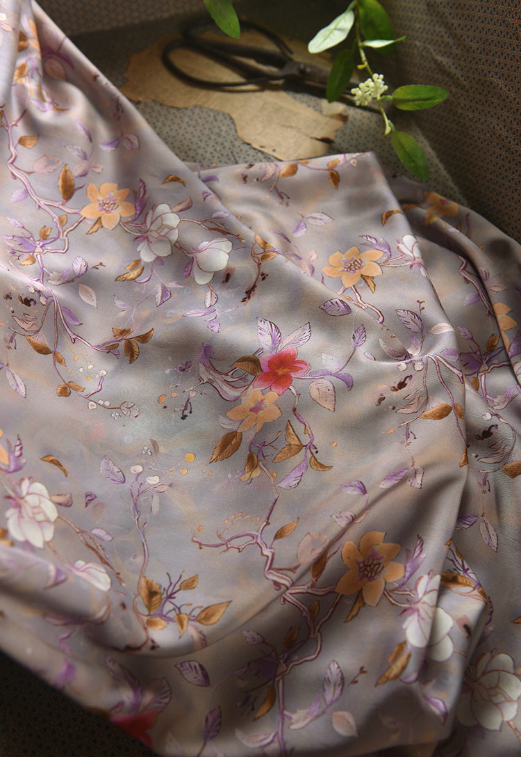 RYJIUHUA- Hight 60 Count Rayon Satin Faux Silk Chinese Style Floral Cheongsam Dress Fabric - 145cm wide by the Yard