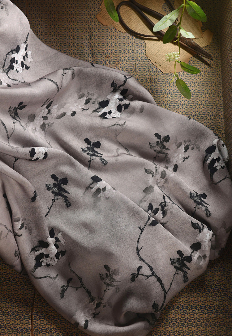 RYSUHUAI - Hight 60 Count Rayon Satin Faux Silk Chinese Style Floral Cheongsam Dress Fabric - 145cm wide by the Yard