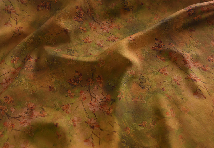 RYQIUXII - Hight 60 Count Rayon Satin Faux Silk Chinese Style Floral Cheongsam Dress Fabric - 145cm wide by the Yard