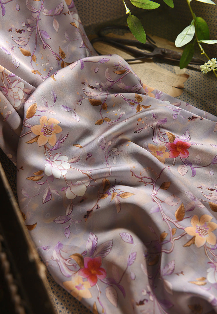RYJIUHUA- Hight 60 Count Rayon Satin Faux Silk Chinese Style Floral Cheongsam Dress Fabric - 145cm wide by the Yard