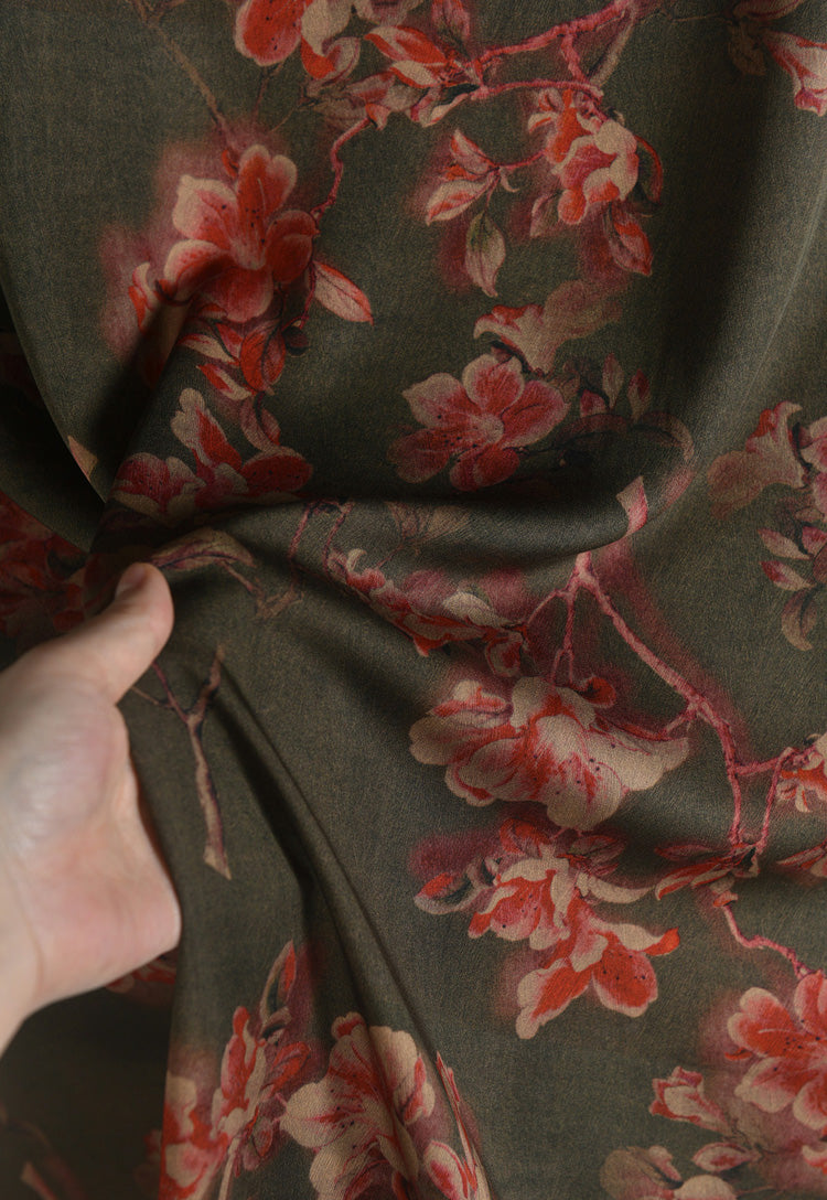 RYLINSEN- Hight 60 Count Rayon Satin Faux Silk Chinese Style Floral Cheongsam Dress Fabric - 145cm wide by the Yard