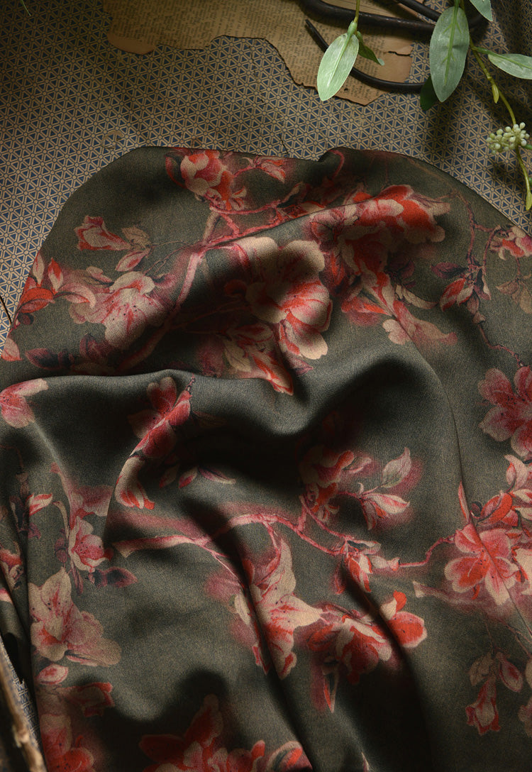 RYLINSEN- Hight 60 Count Rayon Satin Faux Silk Chinese Style Floral Cheongsam Dress Fabric - 145cm wide by the Yard