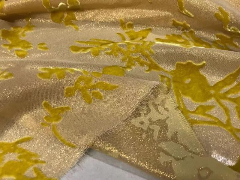 ZJINLY - New Soft and Comfortable Opaque Jacquard  Burnout Silk Velvet Fabric - 135cm wide by the Yard