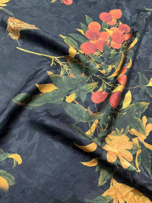 GUIFEI - Handmade 25 Momme HUALUO Jacquard Mud Silk Fabric (Openwork texture) - 114cm by the Yard