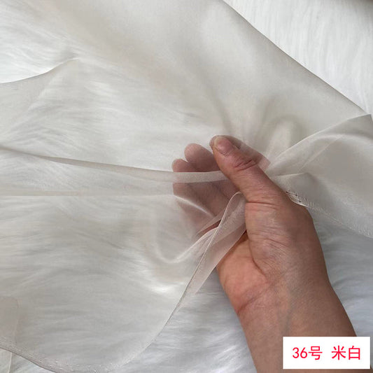 CUNSOG - 6 momme White Series Solid-colored Stiff Tulle Silk Organza Fabric - 135cm wide by the Yard