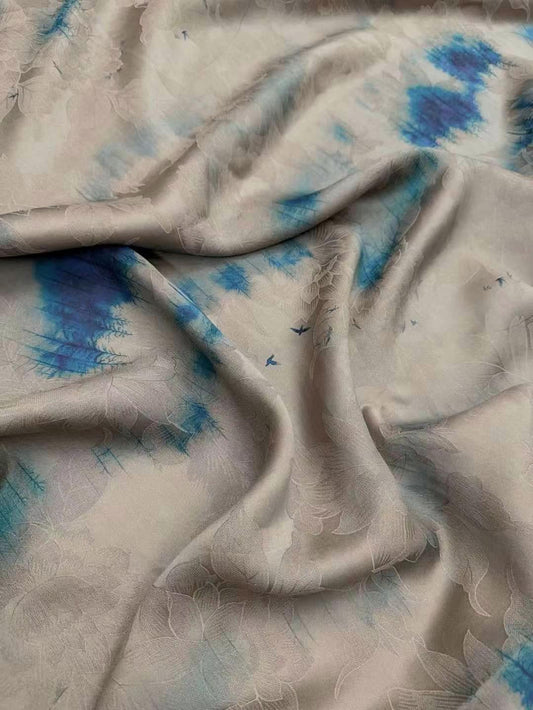 DAYANF - Handmade 25 Momme HUALUO Jacquard Mud Silk Fabric (Openwork texture) - 114cm by the Yard