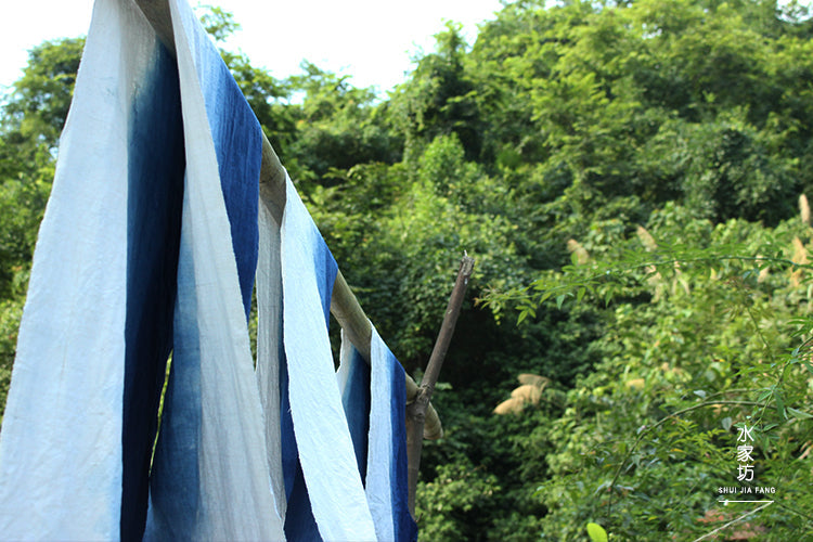 DOUBIA - Eco-Friendly Earth Blue Plant Dyed Cotton Fabric - 38cm by the Yard