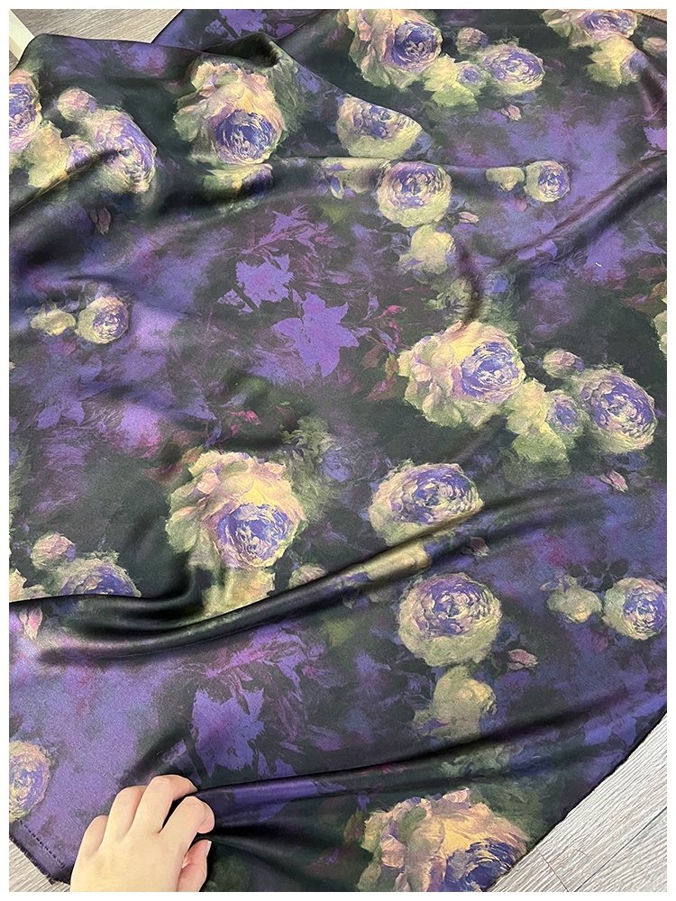 XIEYMUD - Eco Friendly Handmade 50 Momme Purple PIZI Mud Silk Satin Fabric - 114cm wide by the Yard