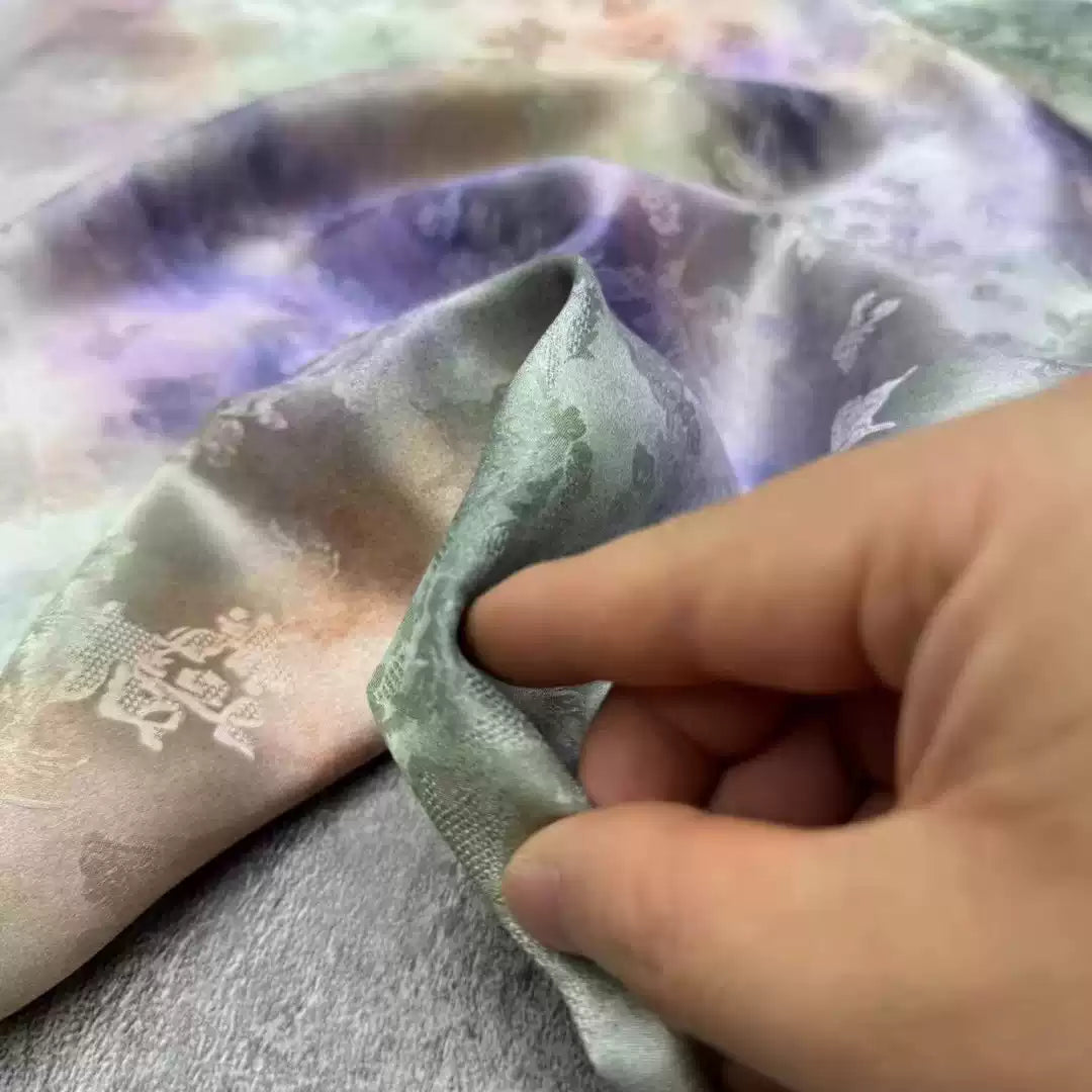 YUEXLL - Handmade 25 Momme HUALUO Jacquard Mud Silk Fabric (Openwork texture) - 114cm by the Yard