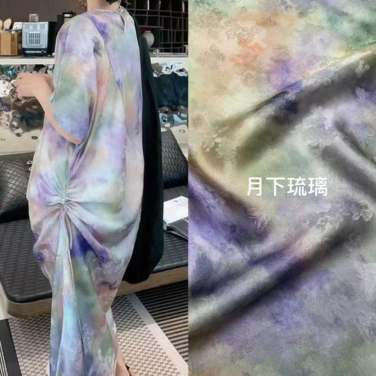 YUEXLL - Handmade 25 Momme HUALUO Jacquard Mud Silk Fabric (Openwork texture) - 114cm by the Yard