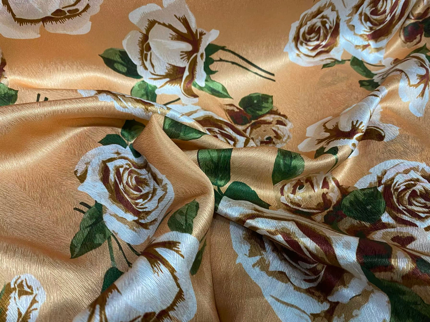 BIGDAM - 22 Momme Big Peony Pattern Digital Print Sangbo Stretch Silk Satin Fabric - 108cm wide by the Yard