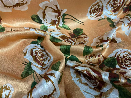 BIGDAM - 22 Momme Big Peony Pattern Digital Print Sangbo Stretch Silk Satin Fabric - 108cm wide by the Yard