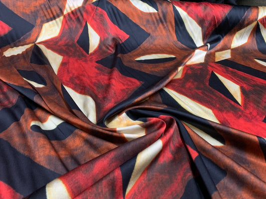 BXMYBG - 19 Momme Boho Style Irregular Pattern Digital Print Stretch Silk Satin Fabric - 140cm wide by the Yard