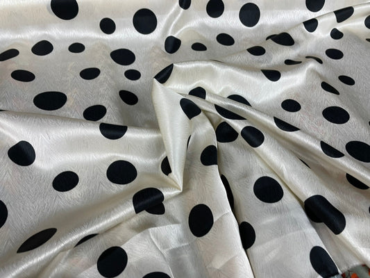 DAXIAOY - 19 Momme Retro Style Hepburn Storm Point Pattern Digital Print Stretch Silk Satin Fabric - 108cm wide by the Yard