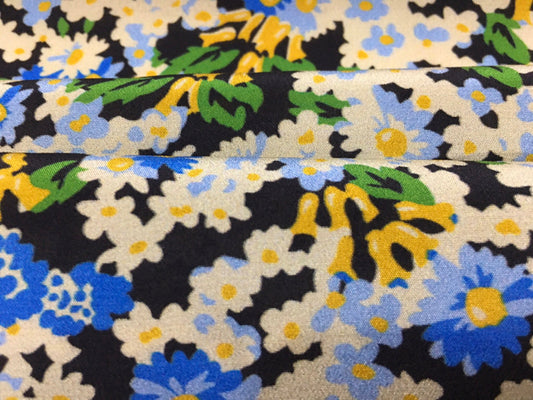 DOBSUI - 19 Momme Small Florals Pattern Digital Print Stretch Silk Satin Fabric - 140cm wide by the Yard