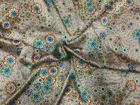 FUGUHU - 19 Momme Romantic Floral Pattern Digital Print Stretch Silk Satin Fabric - 108cm wide by the Yard