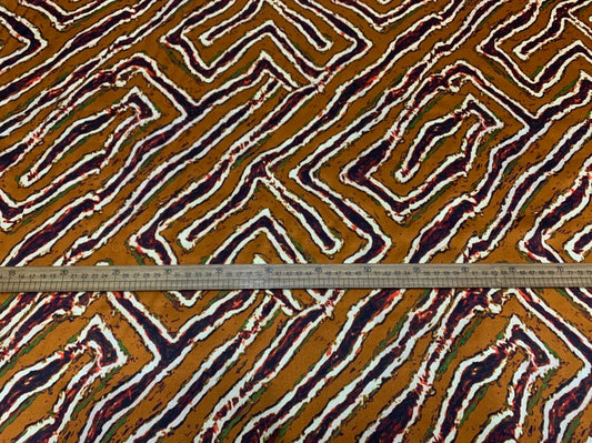 JIANLI - 19 Momme Maze Pattern Digital Print Stretch Silk Satin Fabric - 140cm wide by the Yard