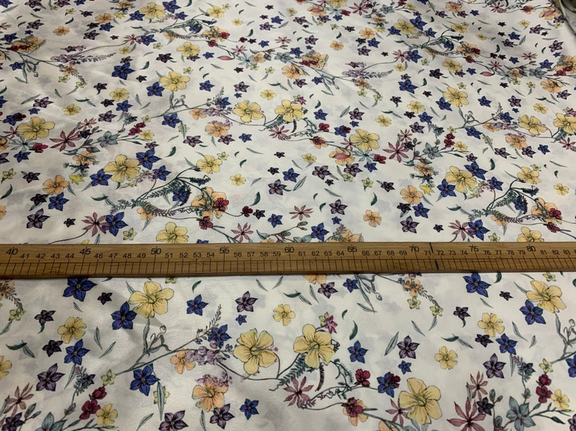LITYSU - 19 Momme Flowers Pattern Digital Print Stretch Silk Satin Fabric - 108cm wide by the Yard