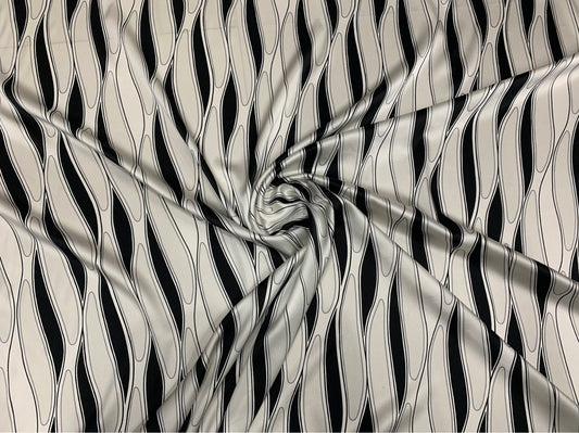 SUIBOW - 19 Momme Water Ripples Pattern Digital Print Stretch Silk Satin Fabric - 140cm wide by the Yard