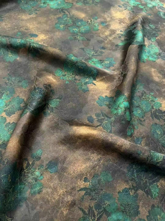 YUEXMR - Handmade 25 Momme HUALUO  Jacquard Mud Silk Fabric (Openwork texture) - 114cm by the Yard