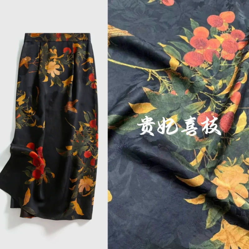 GUIFEI - Handmade 25 Momme HUALUO Jacquard Mud Silk Fabric (Openwork texture) - 114cm by the Yard