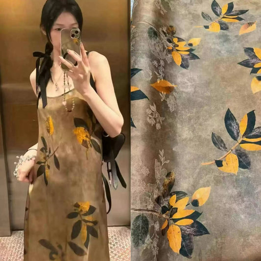YYZHIQ - Handmade 25 Momme HUALUO Jacquard Mud Silk Fabric (Openwork texture) - 114cm by the Yard