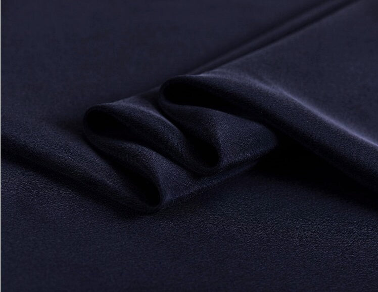 30 momme Black Navy blue Heavy Silk Crepe de Chine Fabric - 140cm wide by 1 Yard