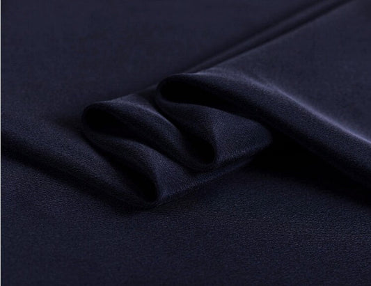 30 momme Black Navy blue Heavy Silk Crepe de Chine Fabric - 140cm wide by 1 Yard