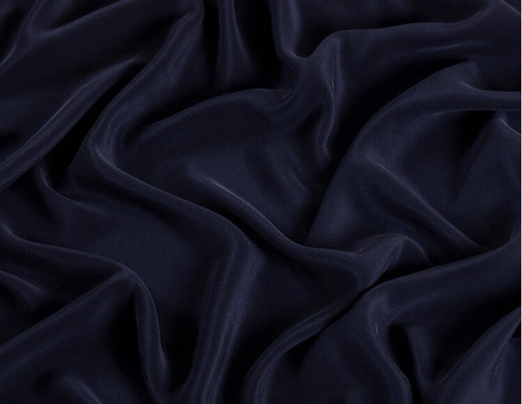 30 momme Black Navy blue Heavy Silk Crepe de Chine Fabric - 140cm wide by 1 Yard