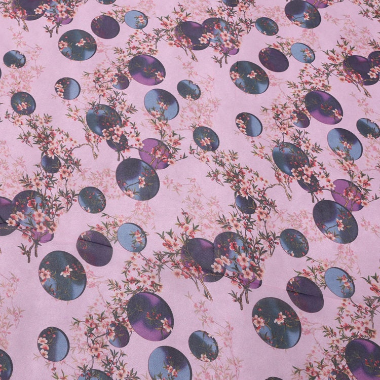 YUEYUAN - 8 Momme Floral Print 2 colors Silk Georgette Fabric - 135cm wide by the Yard