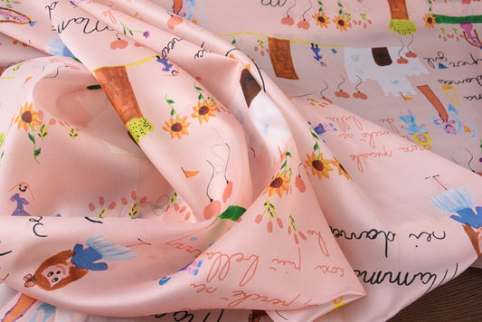 Digital painting Silk Organza Fabric, 55"/140cm 12mm, 100% Fine Silk structured organza Fabric for Summer Dresses,Blouse, Skirt, by the yard