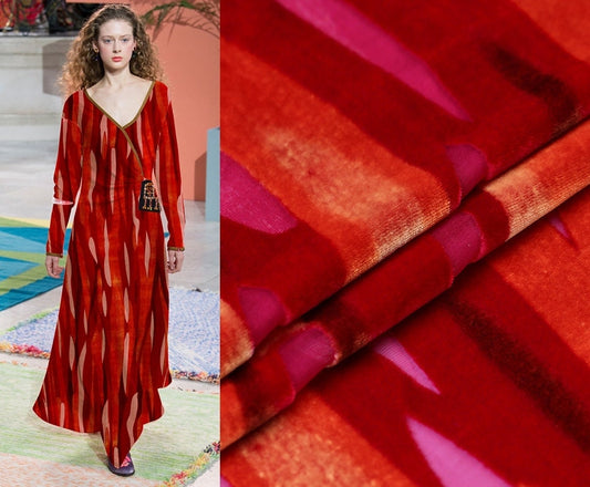 TIAOWEN - Burnout Silk Velvet Fabric - 114cm wide by the Yard
