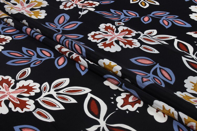 WUYEHUA - 12 momme Floral Print Silk Crepe de Chine Fabric - 138cm wide by the Yard