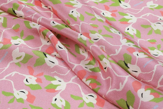 HUAYA - 12 momme Floral Print Silk Crepe de Chine Fabric - 138cm wide by the Yard