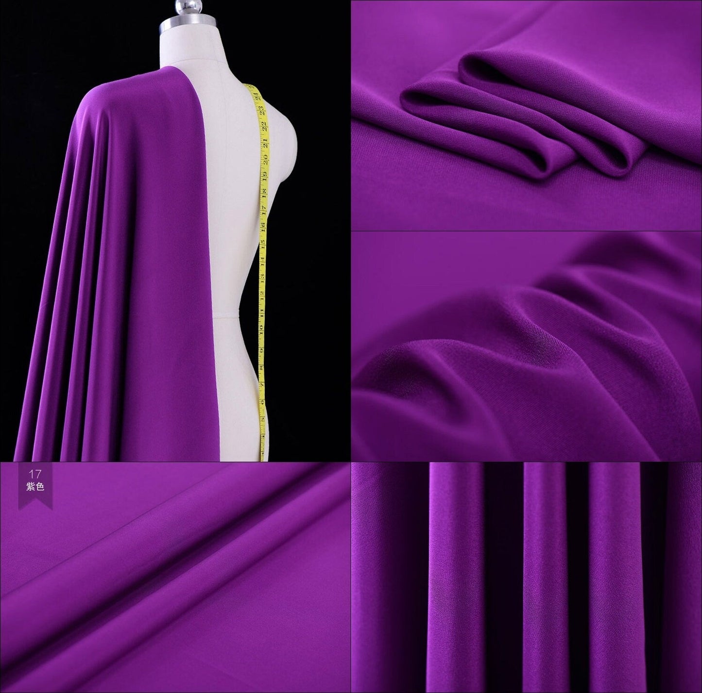 40momme 24 Colors Heavy Silk Crepe de Chine Fabric - 140cm wide by the Yard