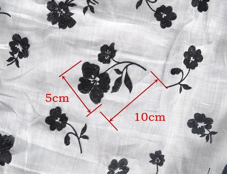 Beautiful Digital Printed Ramie fabric,Embroidered flowers,55"/140cm 100% Ramie fabric, for  dresses, shirts. blouse, by the yard