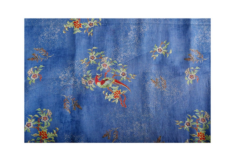 BAILING Vintage Style Floral Printed Ramie fabric for Summer Dresses By the Yard
