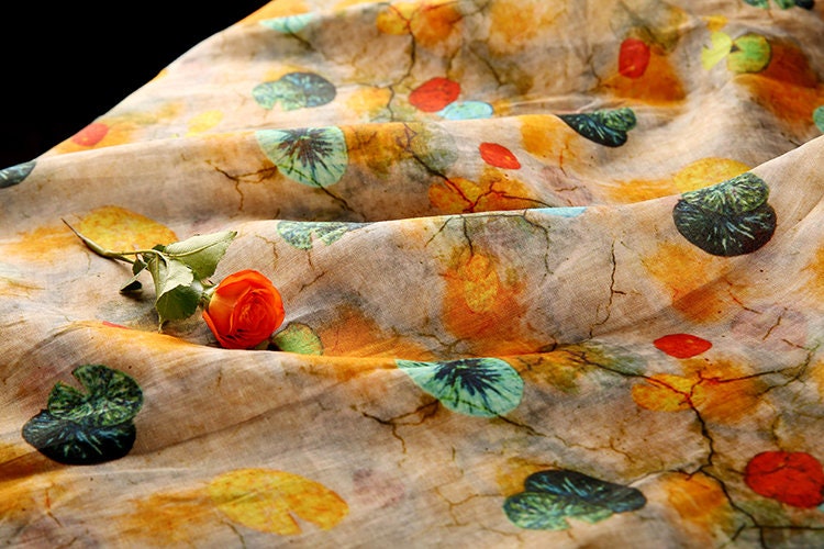 CAILIAN Printed Ramie fabric for Summer Dresses By the Yard