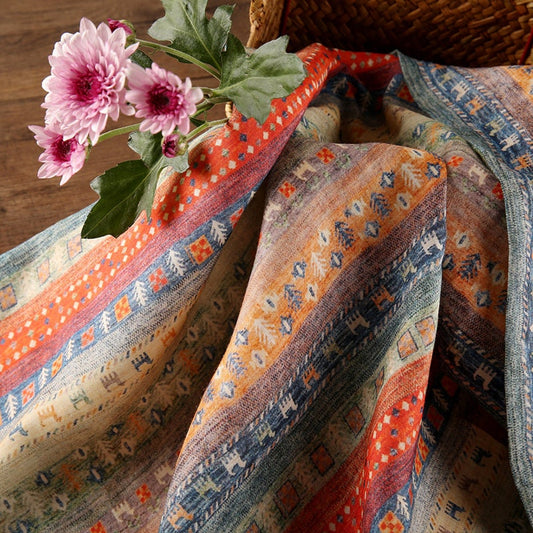 DALI Boho Style Printed Ramie fabric By the Yard